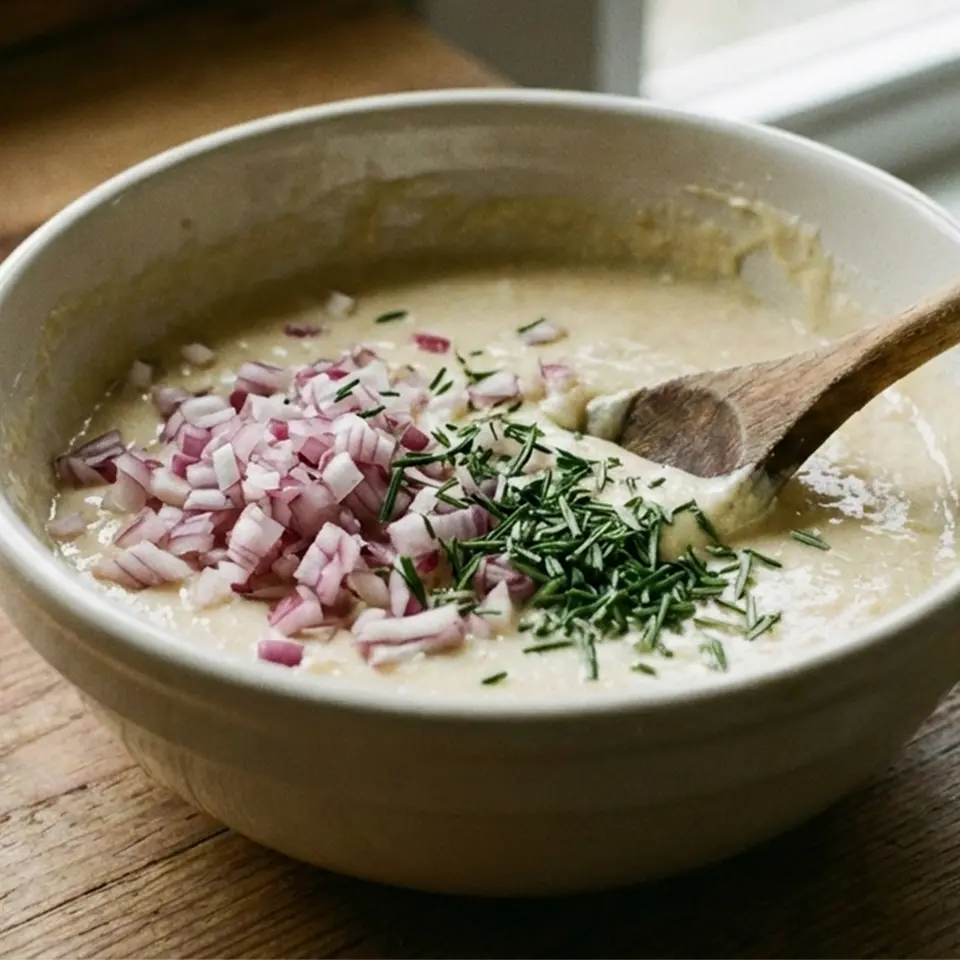 Zubereitung der Zwiebel Rosmarin Muffins
